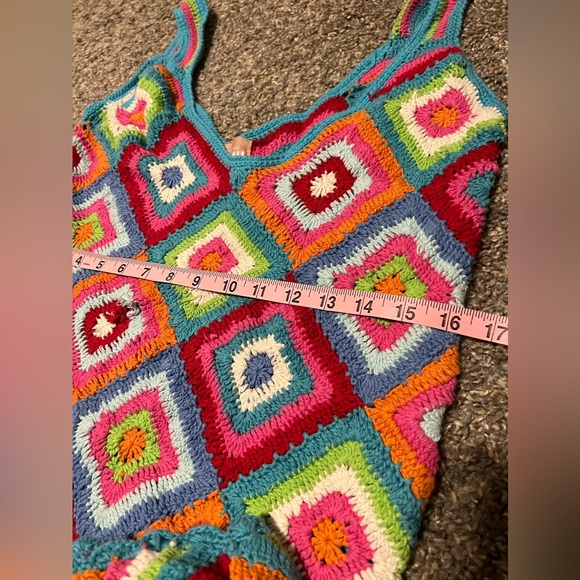 Show Me Your MuMu Granny Square Libra Cover Up Micro Mini Dress - Picture 6 of 13